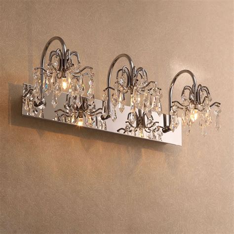 Contemporary Clear Crystal Bath Vanity Light 3 Light Wall Lamp Fixture
