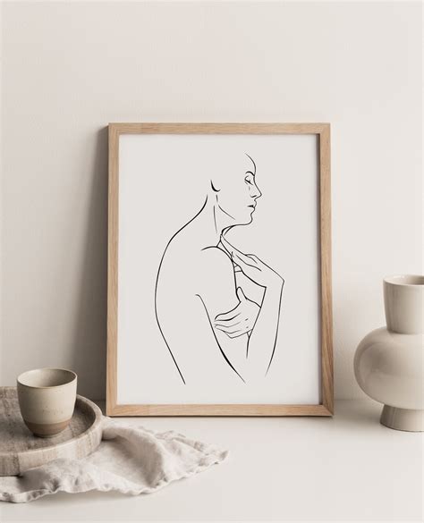 Minimalist Nude Woman Illustration Female Line Wall Art Woman Artful Line Art Printable