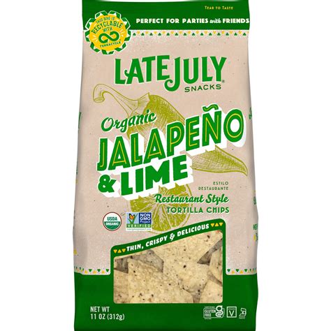 LATE JULY Snacks Restaurant Style Jalapeno Lime Tortilla Chips 11 Oz