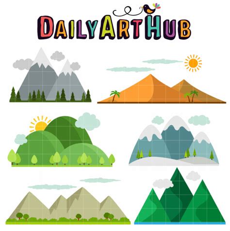 Mountain Landscapes Clip Art Set – Daily Art Hub // Graphics, Alphabets ...