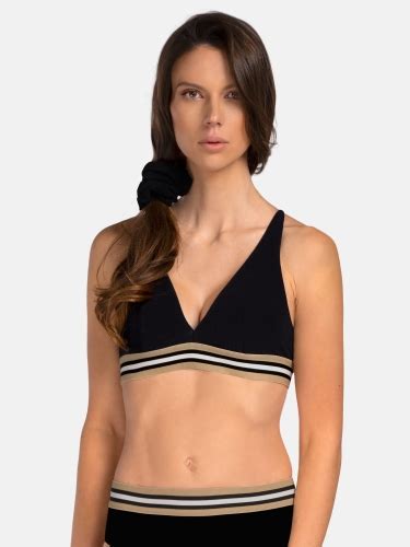 Czarna miękka góra od bikini z ozdobną sportową gumą Sklep Miss Lou