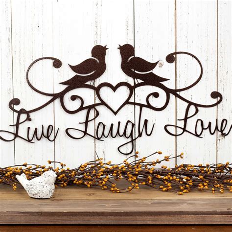 Live Laugh Love Metal Wall Art Birds Wall Decor Rustic Decor Lake