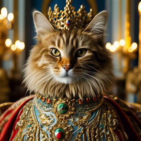 «Кот император в короне в зимнем …» — создано в Шедевруме