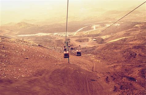 Elevators Lift Tourists To Mount Etna at Sunrise, Catania, Sicily ...