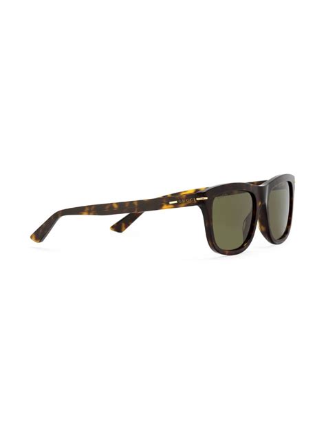 Gucci Eyewear Tortoiseshell Effect Rectangular Frame Sunglasses Farfetch