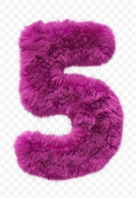 Premium Psd Pink Fur Alphabet Furry Number 5 Isolated