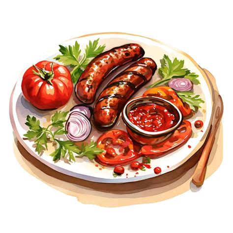 Premium AI Image Watercolor Of A Delightful Plate Of Boerewors