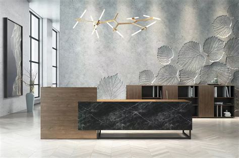 Fh Rd Modern Reception Desk Black Marble Like Stone On Front