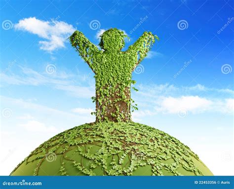 Symbolische Boommens Op De Planeet Stock Illustratie - Illustration of ...