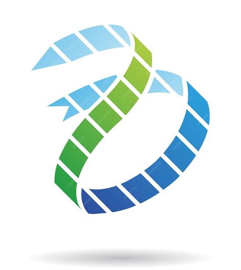 Синяя и зеленая абстрактная икона со стрелкой | Премиум векторы