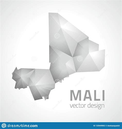 Mali Vector Polygonal Grey And Silver Triangle Map Stock Vector