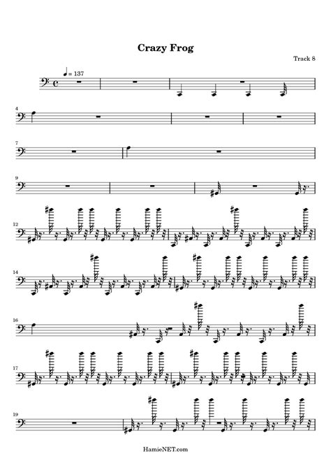 Crazy Frog Popcorn Piano Sheet Music - Crazy Loe