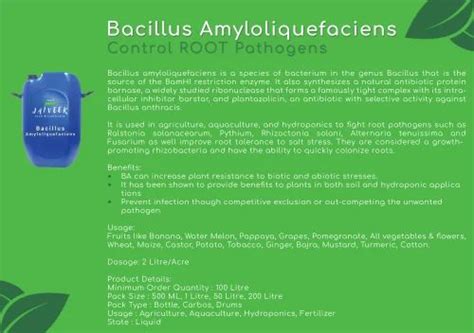 Bio Tech Grade Liquid Bacillus Amyloliquefaciens Strain Packaging Type