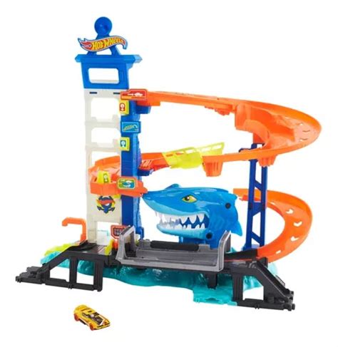 Pista Hot Wheels City Escape Del Salto Del Tibur N Ataque Color Multicolor
