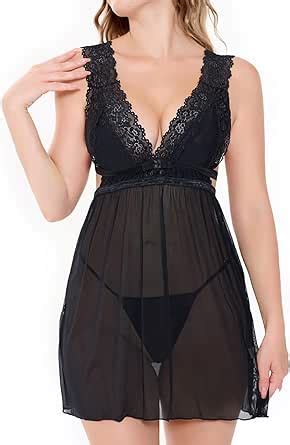 Ruzishun Women S Lingerie Sexy Lace Babydoll Dress Pajamas With Pantie At Amazon Womens