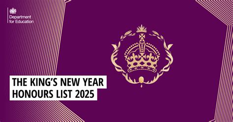 The Kings New Year Honours List 2025 Honours For Contributions To