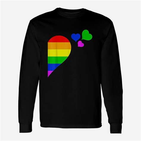 Rainbow Heart Lgbt Lesbian Gay Couple Lgbtq Long Sleeve T Shirt Seseable