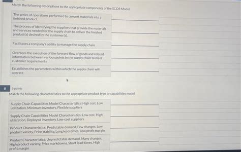 Solved 5 Points Match The Following Characteristics To The