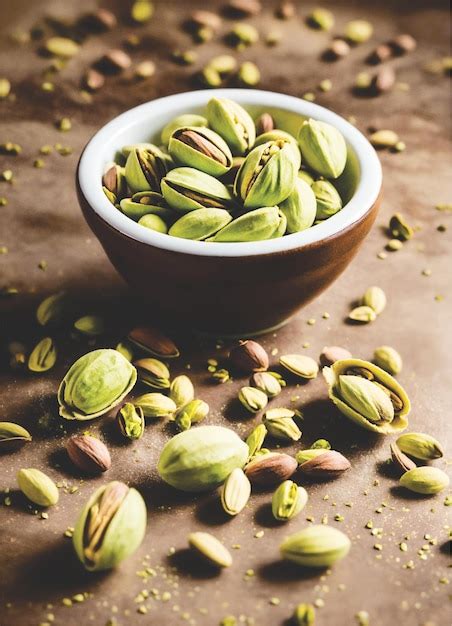 A bowl of pistachio is surrounded by a bowl of seeds | Premium AI ... 