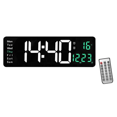 Цифров стенен часовник, С дистанционно управление, Термометър, календар ...