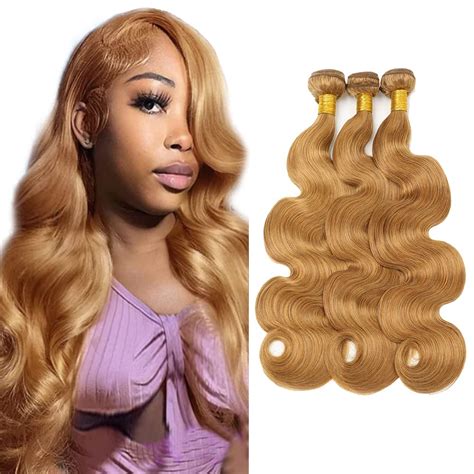Amazon LadrXadr Inch Bundles Human Hair Honey Blonde Bundles Body Wave