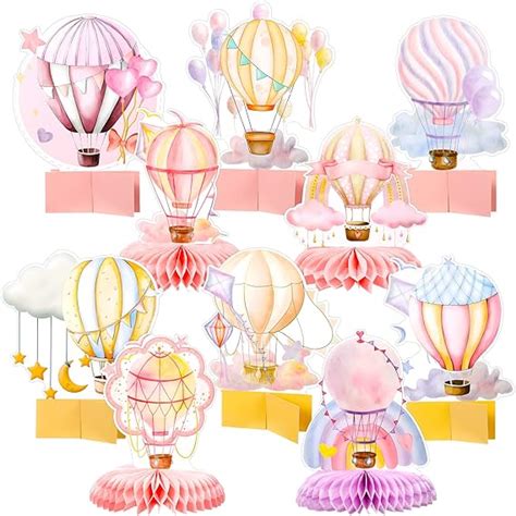Amazon Kisston Pieces Hot Air Balloon Centerpieces For Tables Pink Birthday Party