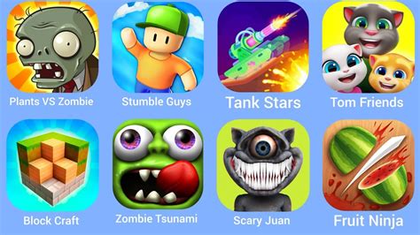 Plants Vs Zombie Stumble Guys Tank Stars Tom Friends Block Craft