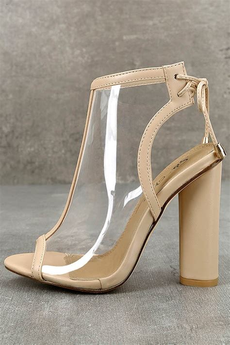 Chic Nude Booties Lucite Booties Peep Toe Booties 45 00 Lulus
