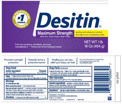 Desitin ® Maximum Strength 40 Zinc Oxide Diaper Rash Paste