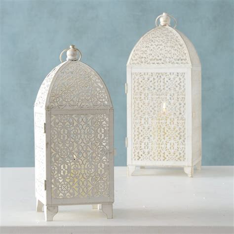 2er Set Laternen Windlichter Creme Landhaus Shabby Garten Frühling