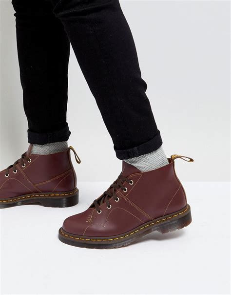 Dr Martens Church Monkey Lace Up Boots In Oxblood In Red For Men Lyst UK