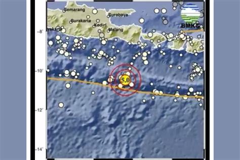 Gempa M 5 Guncang Jember Jawa Timur