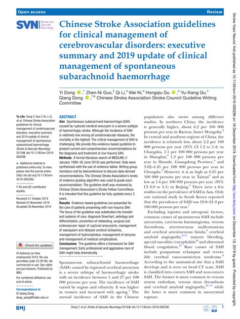 Pdf Chinese Stroke Association Guidelines For Clinical Management Of