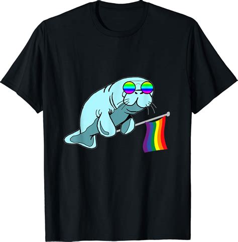Amazon Gay Pride Manatee Lgbt Sea Cow Dugongidae Rainbow Dugong T Shirt Clothing Shoes