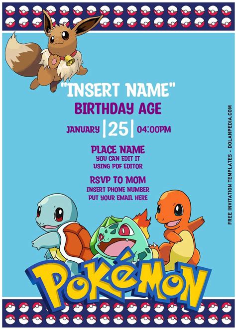 (Free Editable PDF) Super Fun Pokemon Birthday Invitation Templates For