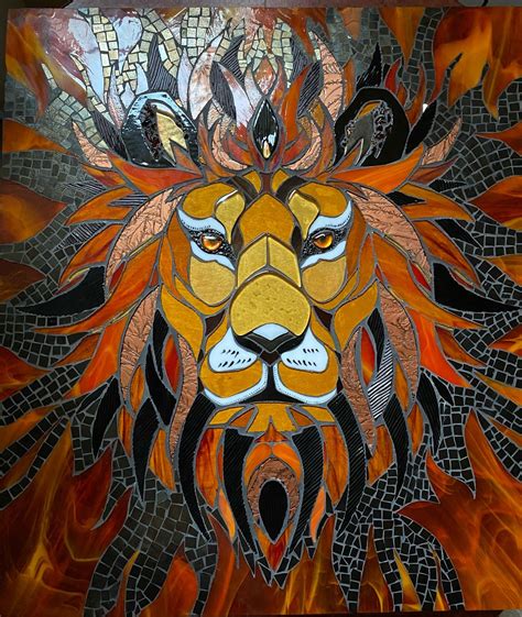 Мозаика из цветного стекла, панно «Лев» в интернет-магазине на Ярмарке ...