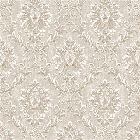 A Beige And White Wallpaper With An Ornate Design On It S Surface