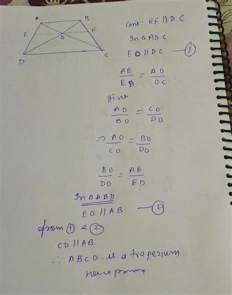 "10) The diagonals of a quadrilateral ABCD intersect each other the ...