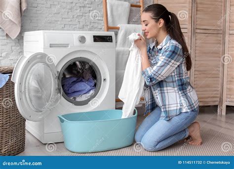 Young Woman Doing Laundry Stock Photo Image Of Adult 114511732