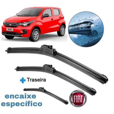 Kit Par De Palhetas Limpador De Parabrisa Dianteira Traseira Carro Fiat