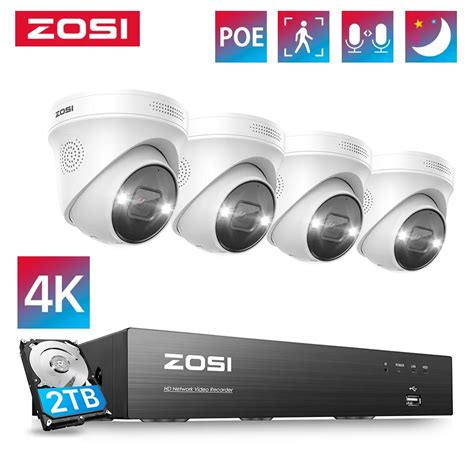 زوسي 4k Poe نظام كاميرات المراقبة بالفيديو 8ch توسيع 16ch طقم Nvr 2 Way