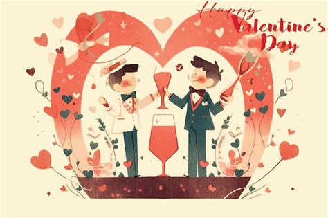 Premium Vector Vector Illustration A Gay Couple In Love For Valentines Day Or Pride Day