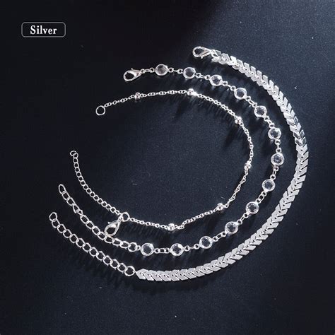 3pcsset Gold Ankle Bracelet Women Anklet Adjustab Vicedeal