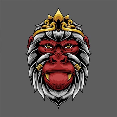Premium Vector Hanoman Head Illustration