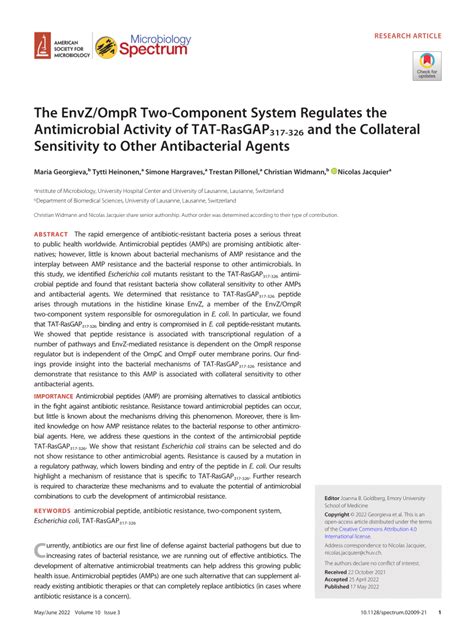 Pdf The Envz Ompr Two Component System Regulates The Antimicrobial