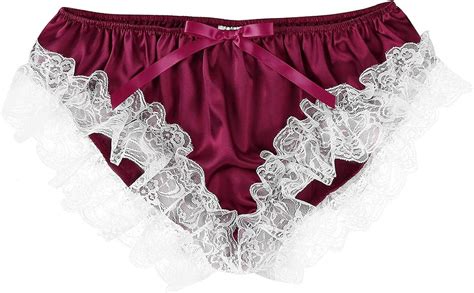 CHICTRY Men S Silky Satin Crossdress Panties Sissy Lingerie Bloomers Underwear Wine Red Large