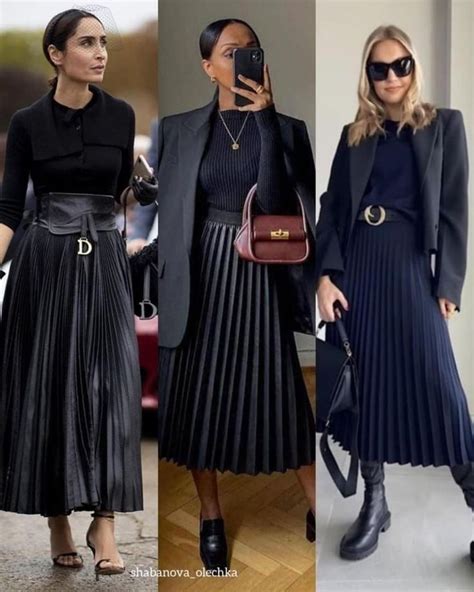 Black Leather Pleated Skirt Outfit Pleated Maxi Skirt Outfit Long