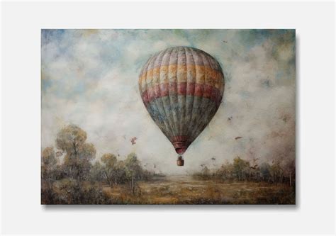 Landscape Painting Of Summer Hot Air Baloon Painting Summertime