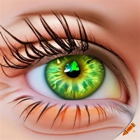 Close Up Of Vibrant Green Eyes With Orange Hints On Craiyon