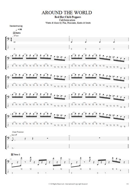 Around The World Tab By Red Hot Chili Peppers Guitar Pro Full Score Mysongbook